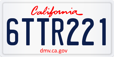 CA license plate 6TTR221