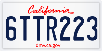 CA license plate 6TTR223