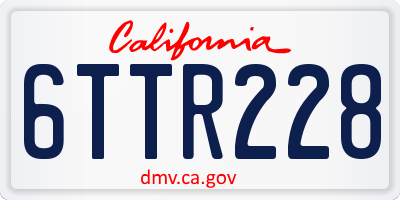 CA license plate 6TTR228