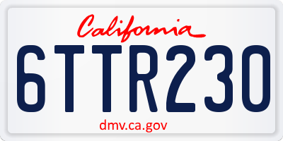 CA license plate 6TTR230