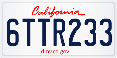 CA license plate 6TTR233