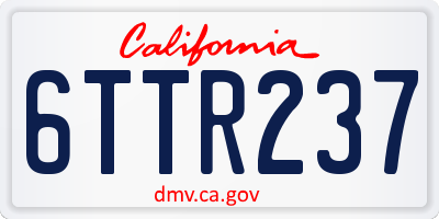 CA license plate 6TTR237
