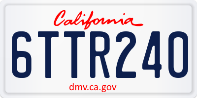 CA license plate 6TTR240