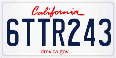 CA license plate 6TTR243