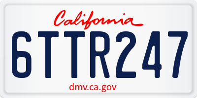 CA license plate 6TTR247