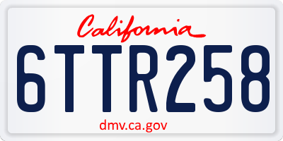 CA license plate 6TTR258