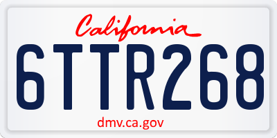 CA license plate 6TTR268