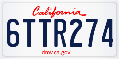 CA license plate 6TTR274