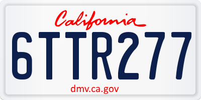 CA license plate 6TTR277