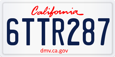 CA license plate 6TTR287