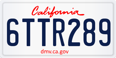 CA license plate 6TTR289