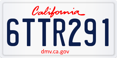 CA license plate 6TTR291