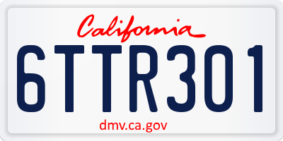 CA license plate 6TTR301