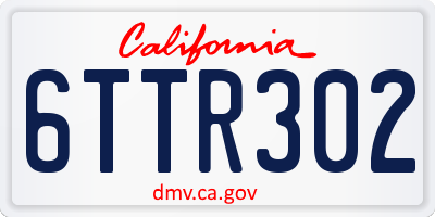 CA license plate 6TTR302