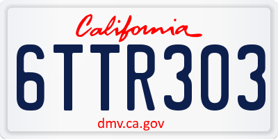 CA license plate 6TTR303