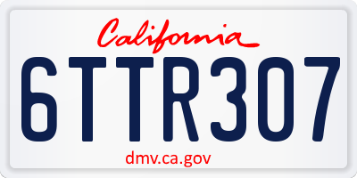 CA license plate 6TTR307