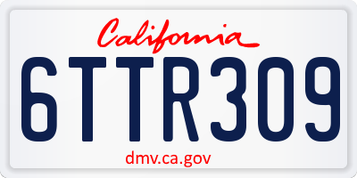 CA license plate 6TTR309