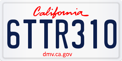 CA license plate 6TTR310