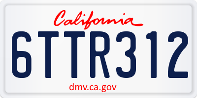 CA license plate 6TTR312