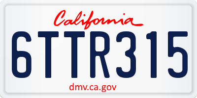 CA license plate 6TTR315