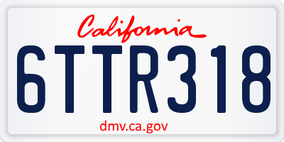CA license plate 6TTR318