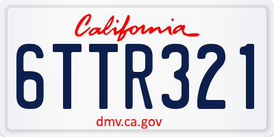 CA license plate 6TTR321
