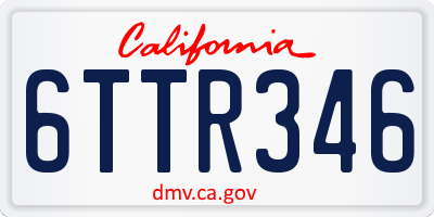 CA license plate 6TTR346
