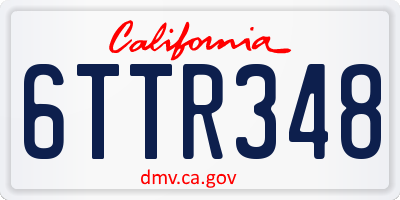 CA license plate 6TTR348