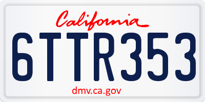 CA license plate 6TTR353