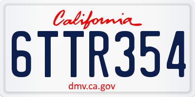 CA license plate 6TTR354