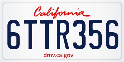 CA license plate 6TTR356