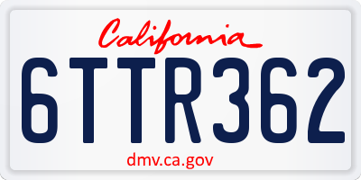 CA license plate 6TTR362