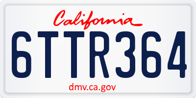 CA license plate 6TTR364