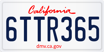 CA license plate 6TTR365