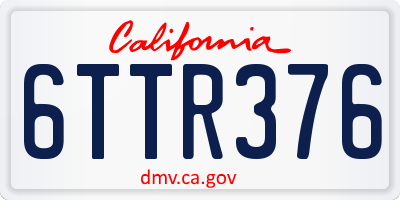 CA license plate 6TTR376