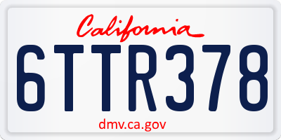 CA license plate 6TTR378