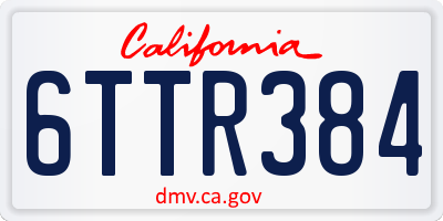 CA license plate 6TTR384