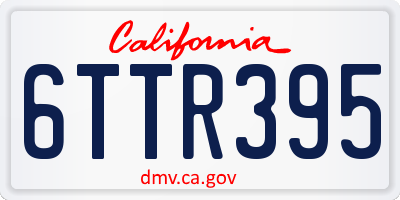 CA license plate 6TTR395