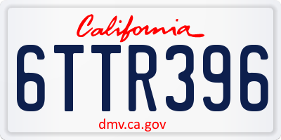 CA license plate 6TTR396