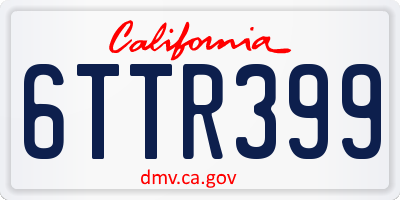 CA license plate 6TTR399