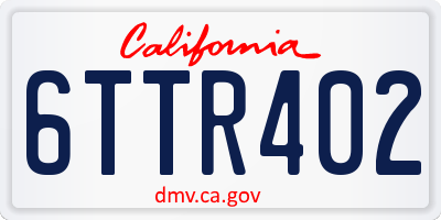CA license plate 6TTR402