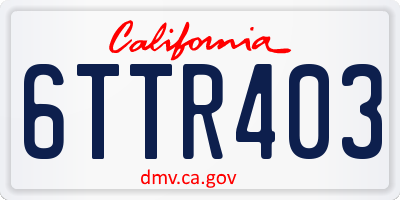 CA license plate 6TTR403