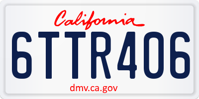 CA license plate 6TTR406