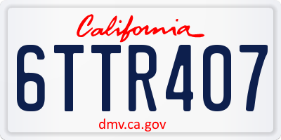 CA license plate 6TTR407
