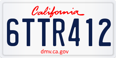 CA license plate 6TTR412
