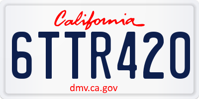 CA license plate 6TTR420