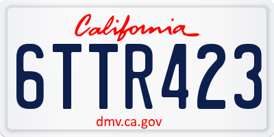 CA license plate 6TTR423