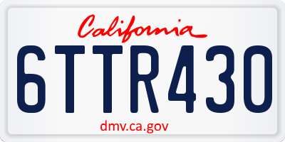 CA license plate 6TTR430
