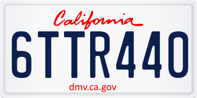 CA license plate 6TTR440