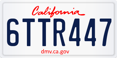 CA license plate 6TTR447